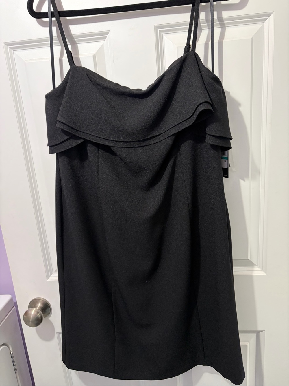 Karl Lagerfeld Black Ruffle-Trim Mini Dress
